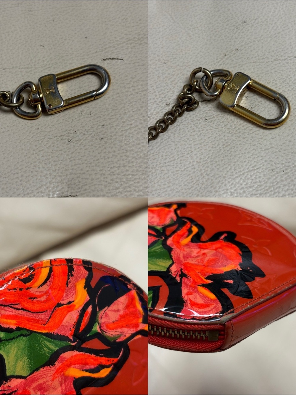 VTG LOUIS VUITTON x Stephen Sprouse Orange Vernis ROSE Coin Purse w/ Chain - Picture 14 of 14